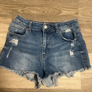 Wax Jean Blue Distressed Denim Shorts
